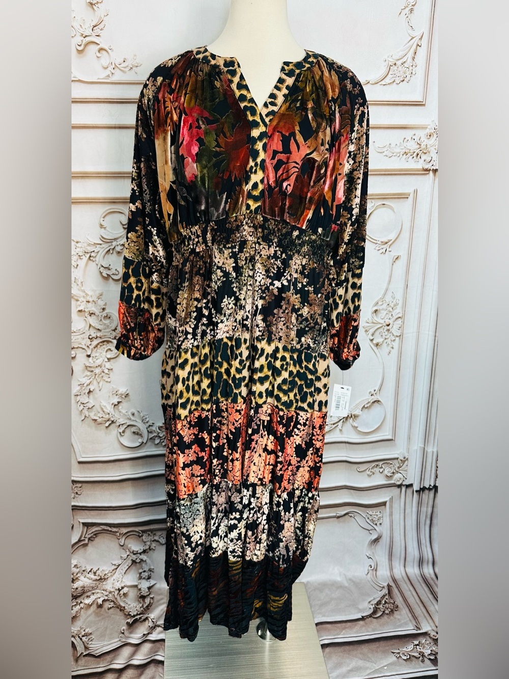 Mixed-Print Tiered Maxi Dress - Black Multi - Picture 7 of 12